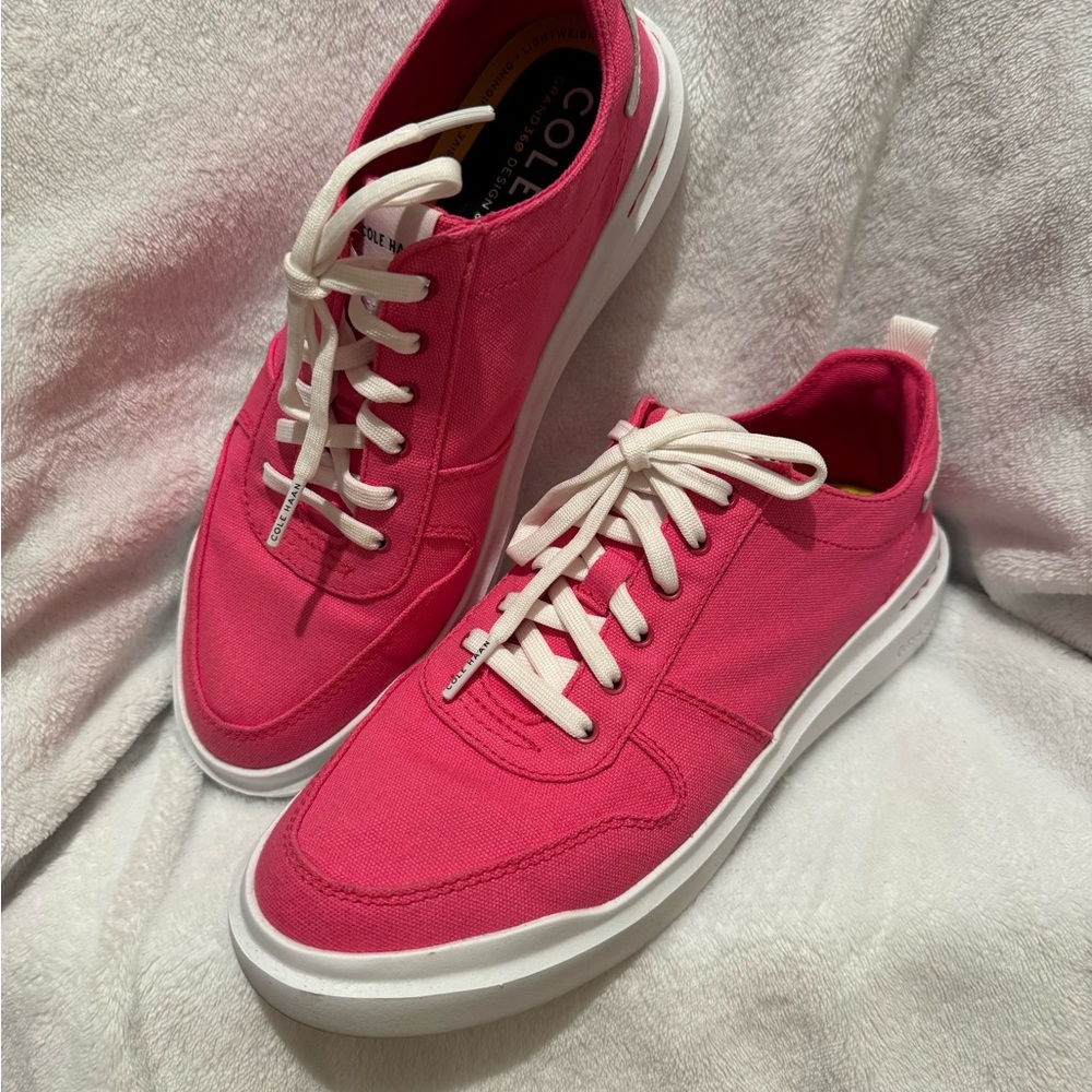 Cole Haan Pink and White Canvas Sneakers